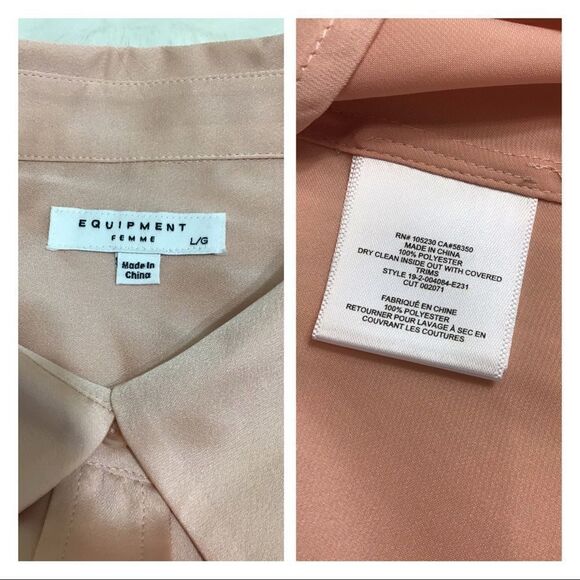 Equipment Satin Silk Signature Slim Blouse New  Size Large Rose New Size Large - Picture 8 of 8